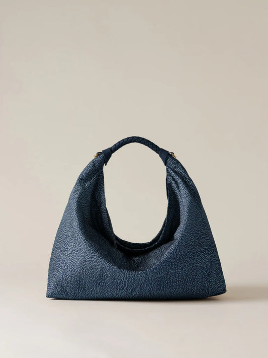 Borsa Plie hobo medium blue Borbonese