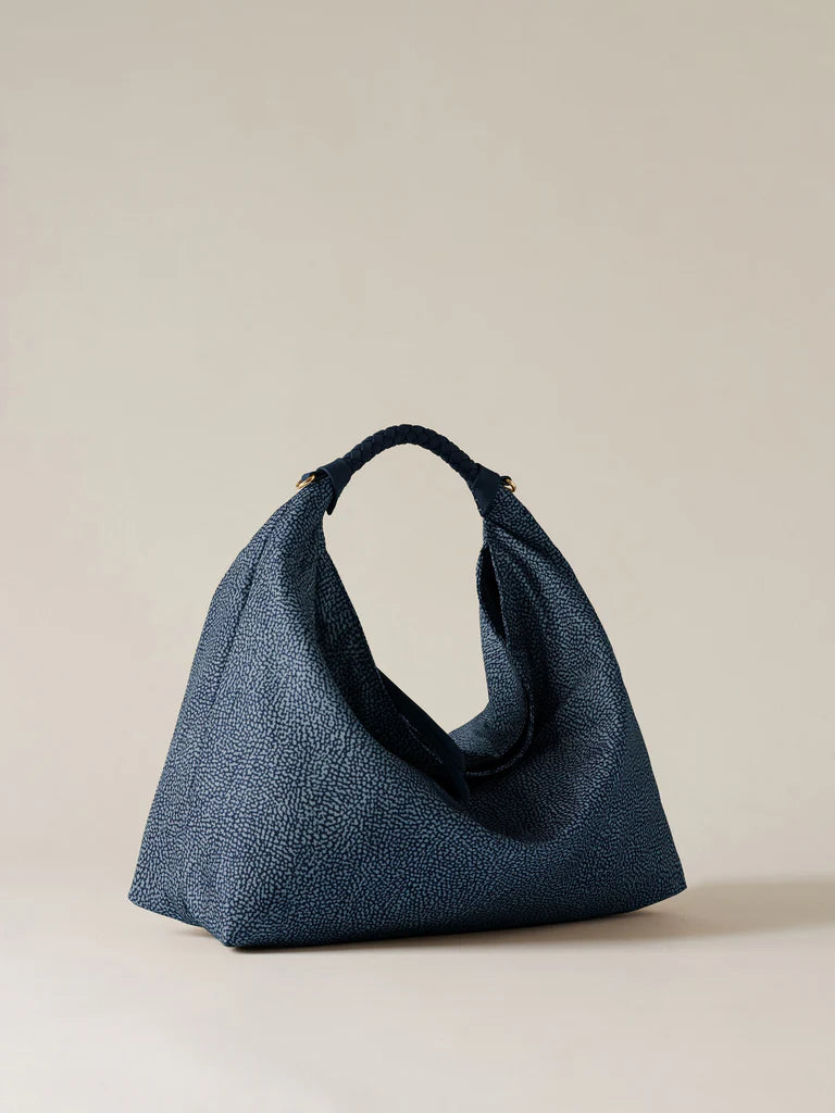 Borsa Plie hobo medium blue Borbonese