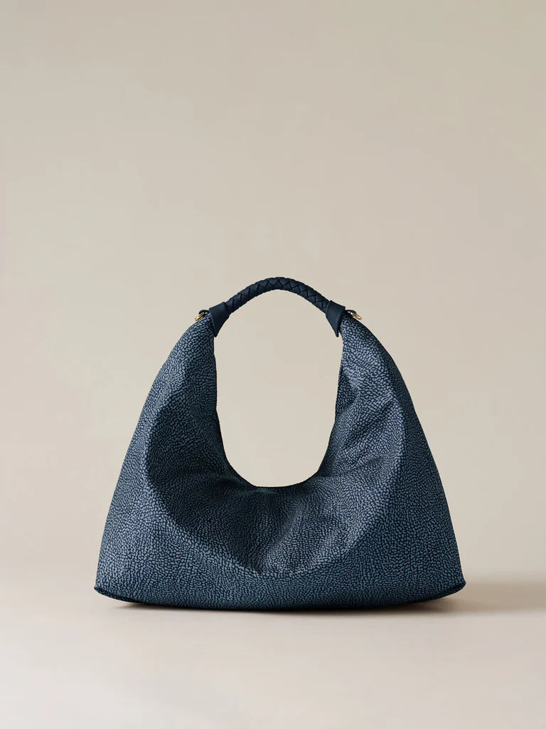 Borsa Plie hobo medium blue Borbonese