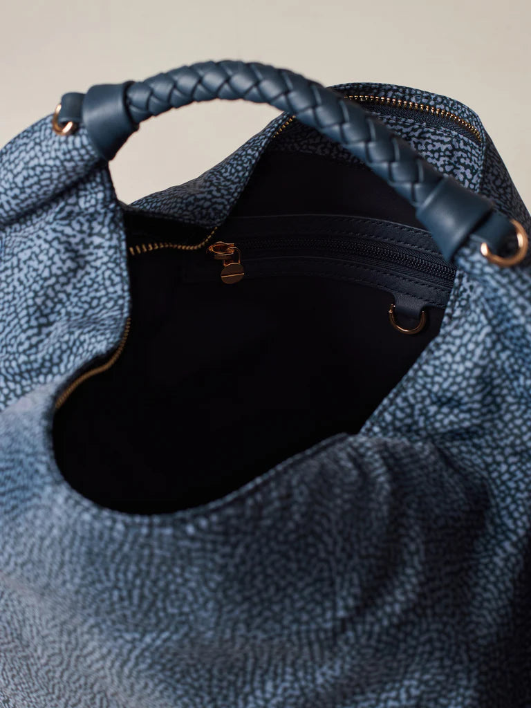 Borsa Plie hobo medium blue Borbonese