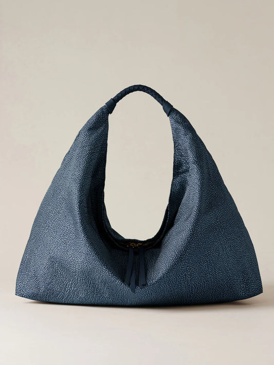 Borsa Plie hobo large blue Borbonese