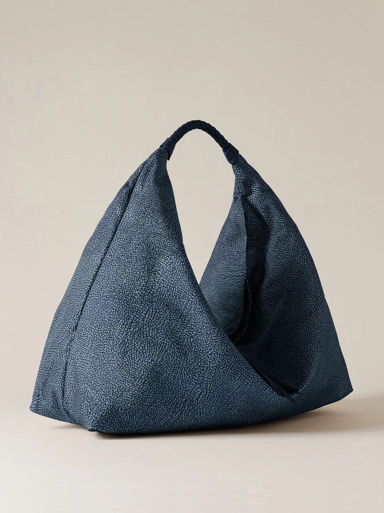 Borsa Plie hobo large blue Borbonese