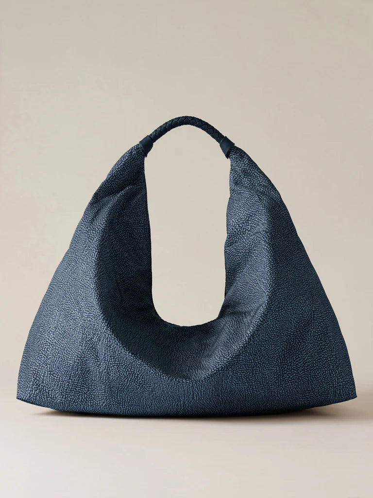 Borsa Plie hobo large blue Borbonese