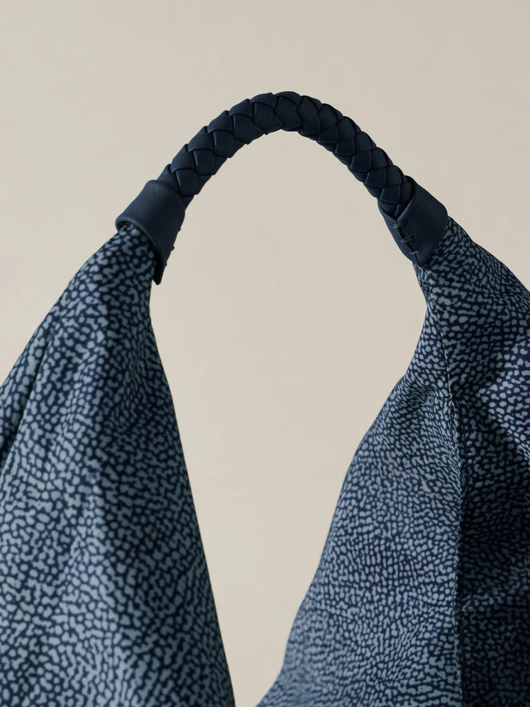 Borsa Plie hobo large blue Borbonese
