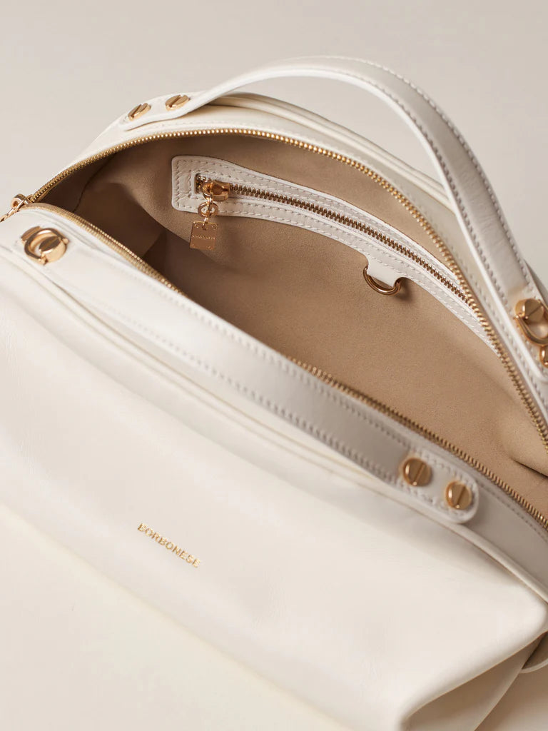 Bauletto white cotton Borbonese