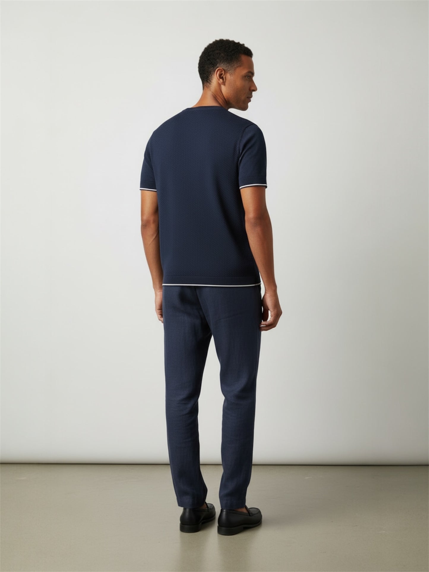 Maglia mezza manica jacquard blu