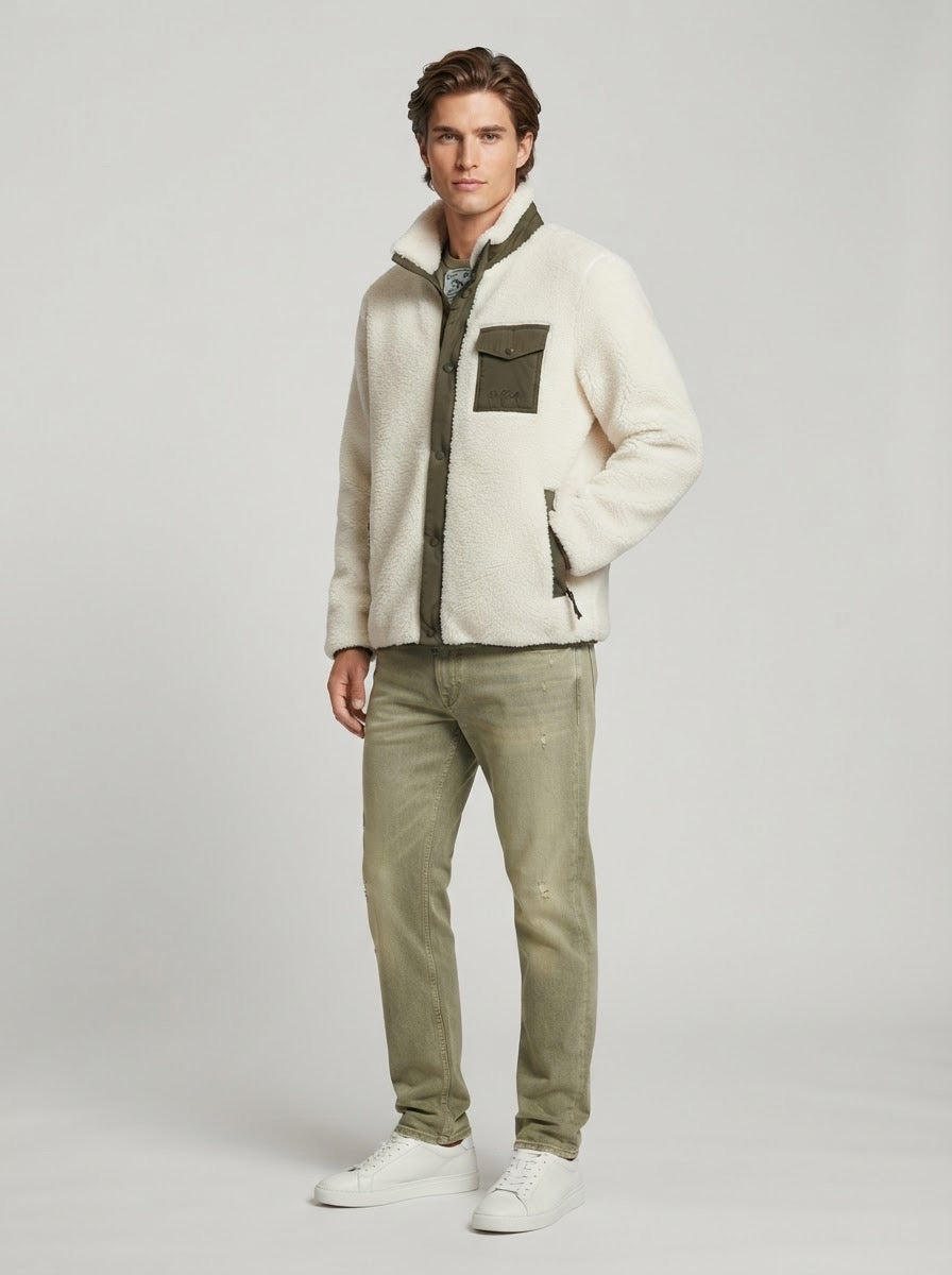Giacca sherpa uomo Saint Barth avorio