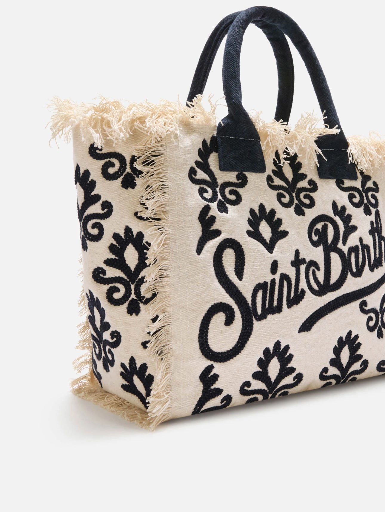 Borsa Vanity bianco blu in canvas Saint Barth