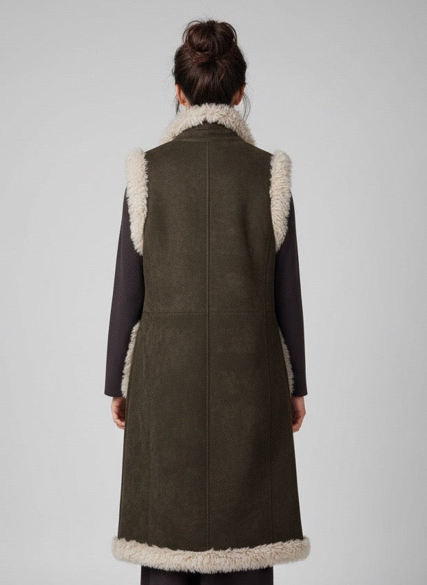 Gilet eco montone lungo vintage