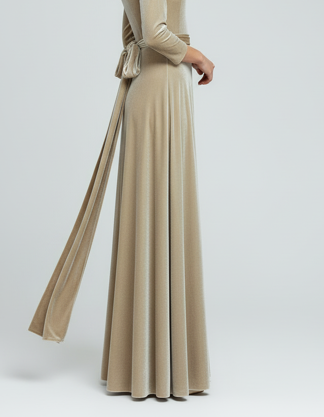 Abito lungo velvet champagne