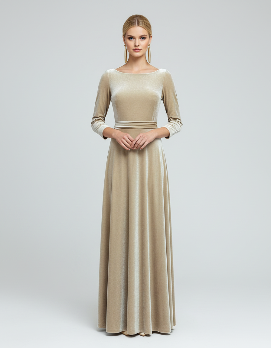 Abito lungo velvet champagne