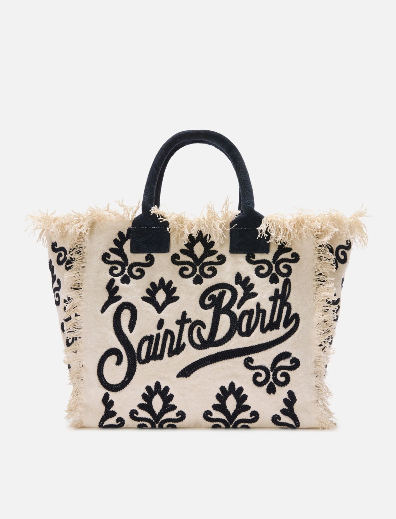 Borsa Vanity bianco blu in canvas Saint Barth
