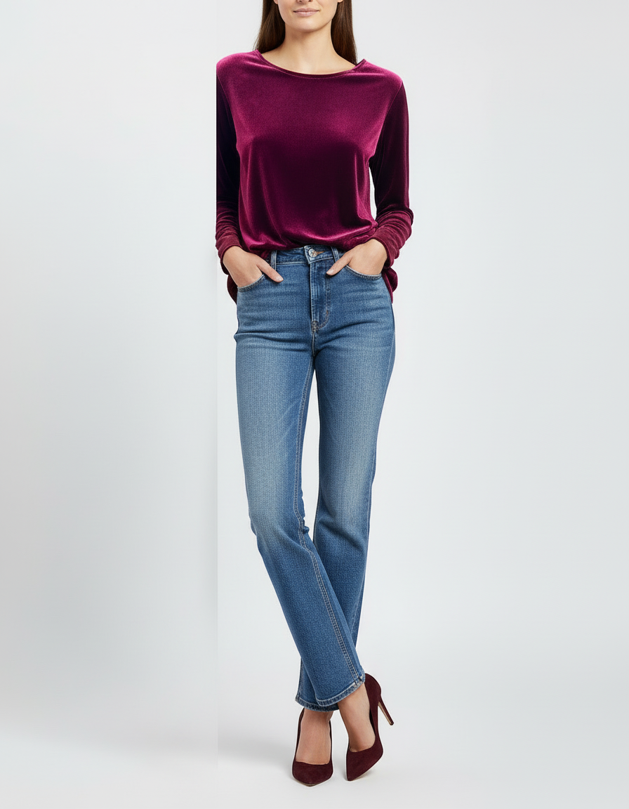 Blusa velvet amaranto