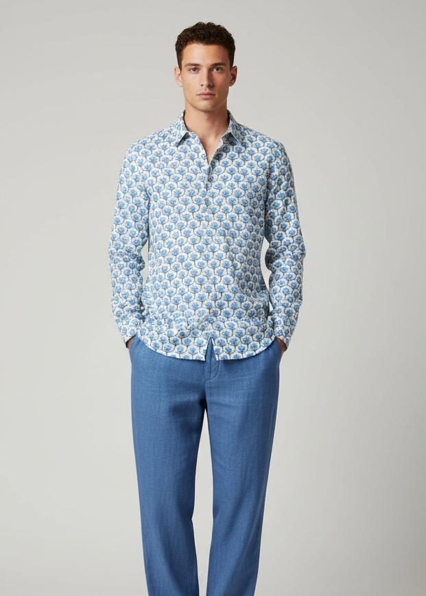 Camicia Sikelia cotone stampato MC2 Saint Barth