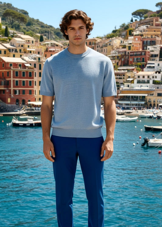 Maglia girocollo azzurro vintage Ammond
