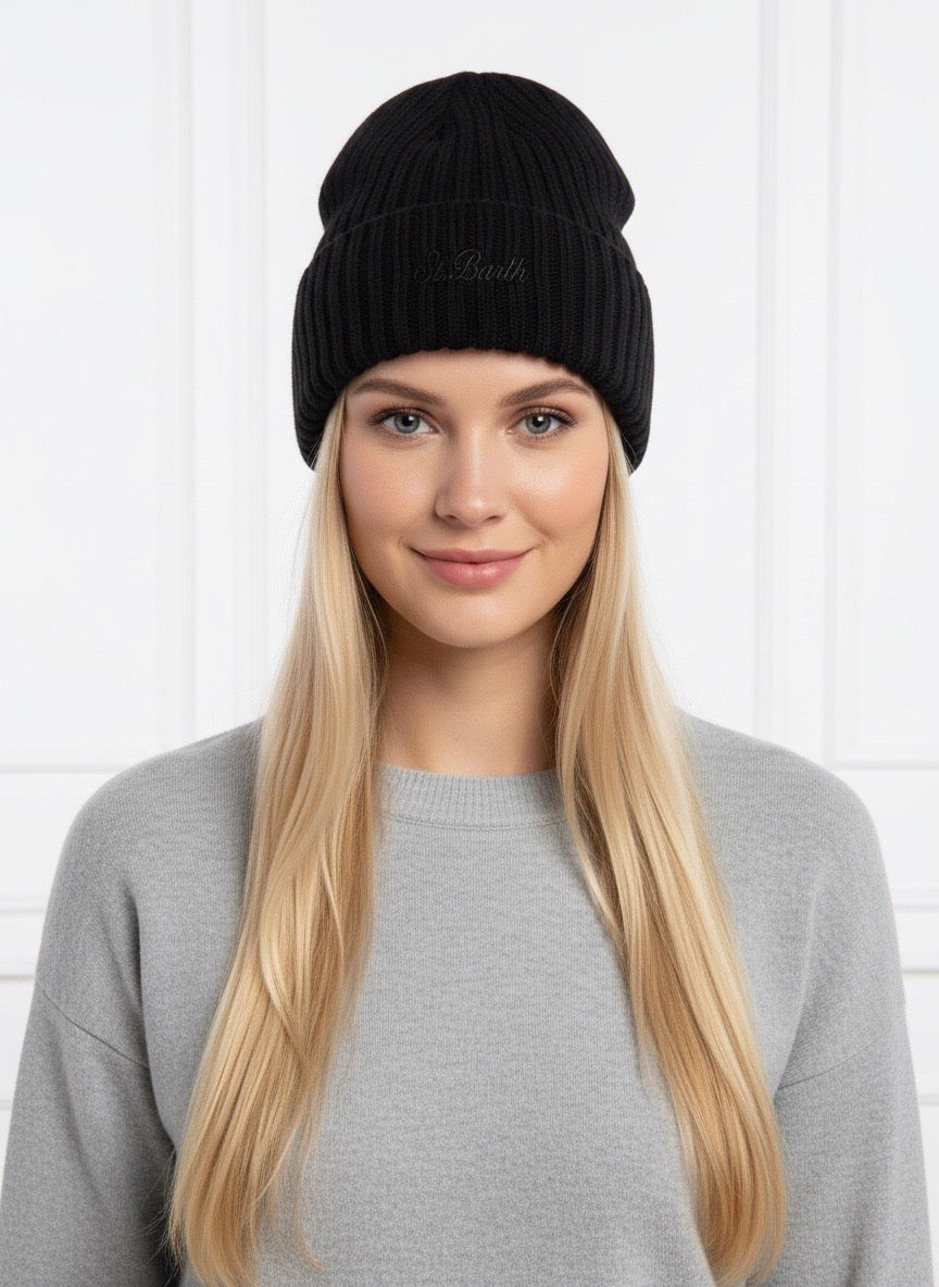 Berretto cashmere nero Saint Barth