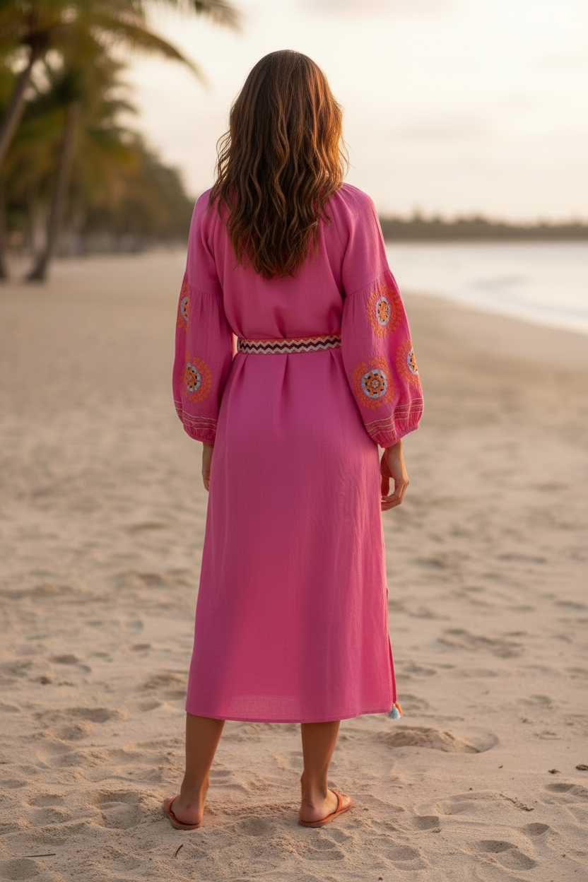 Kaftano Veronica Fuxia Benaras