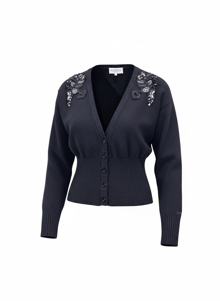 Cardigan maglia Ermanno ricamato nero