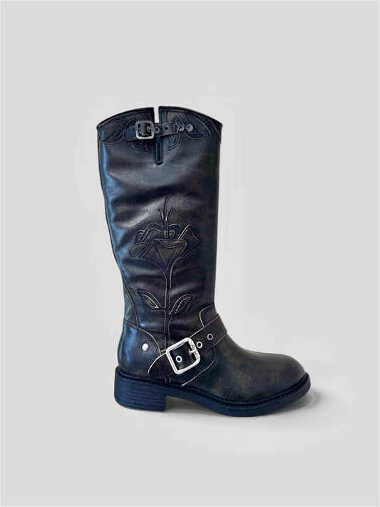 Stivale biker ricamato testa di moro Ash