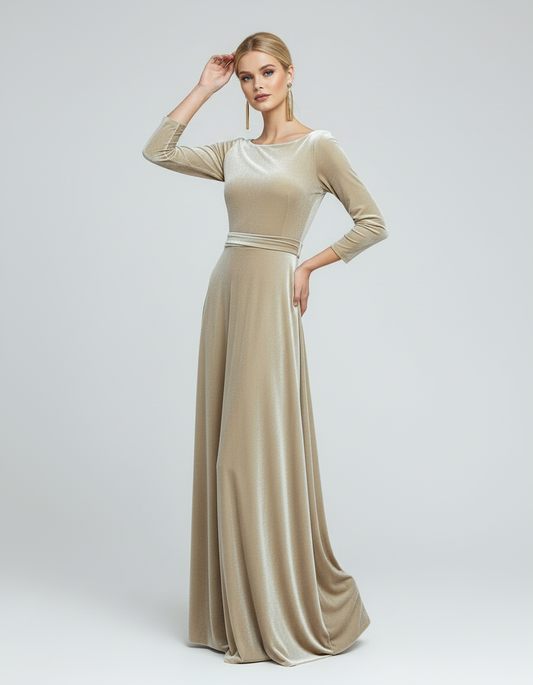 Abito lungo velvet champagne