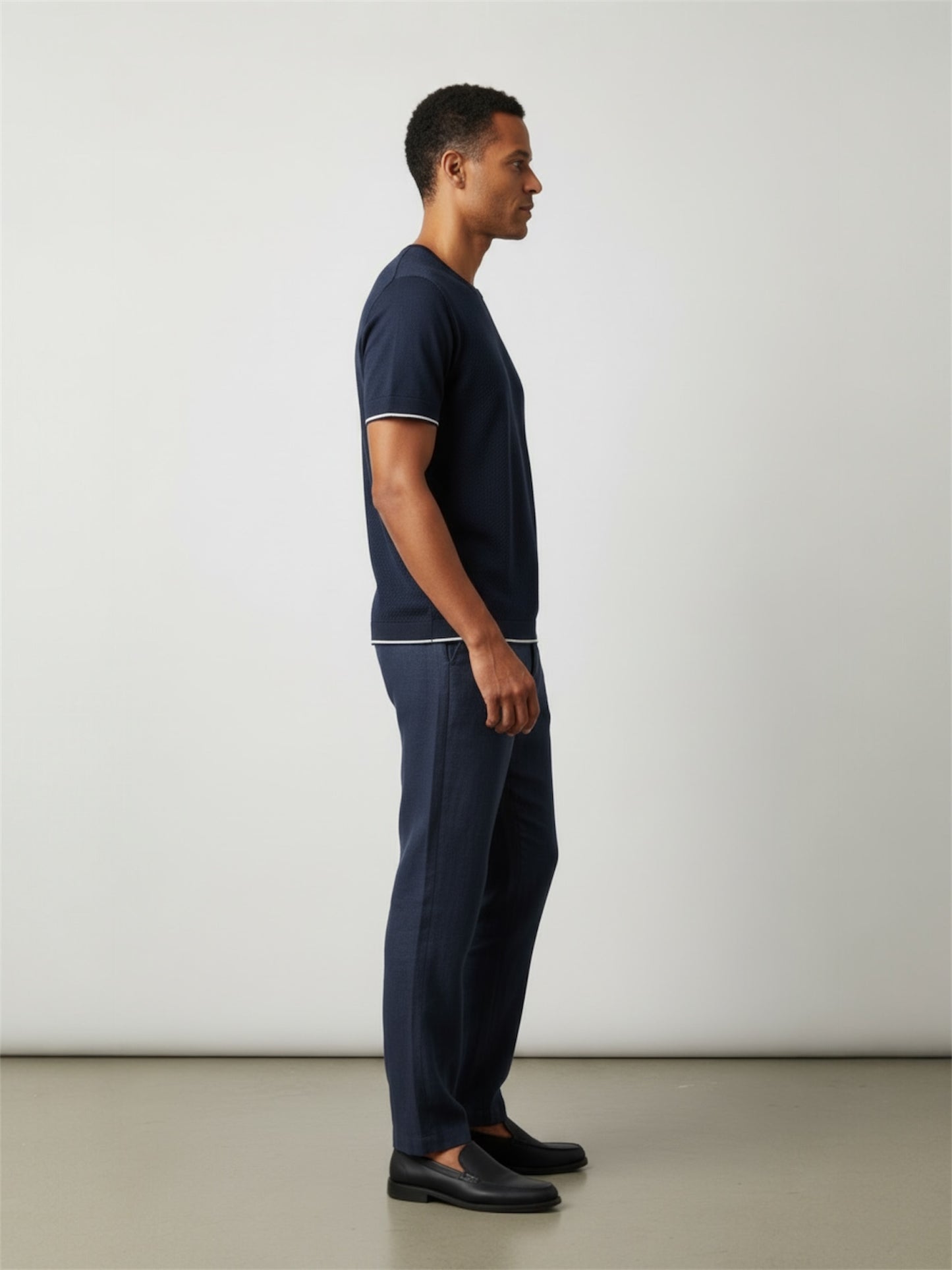 Maglia mezza manica jacquard blu