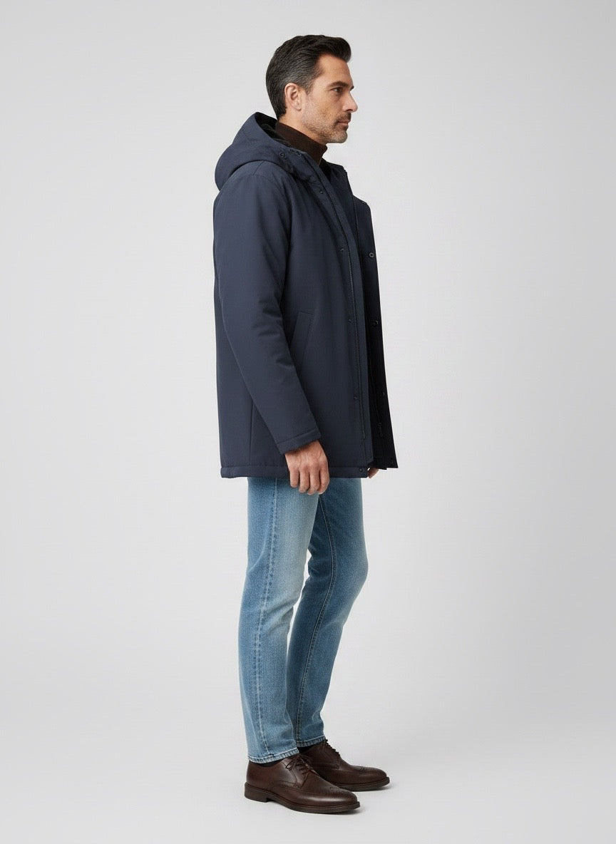 Piumino parka bimateriale blu uomo Duno