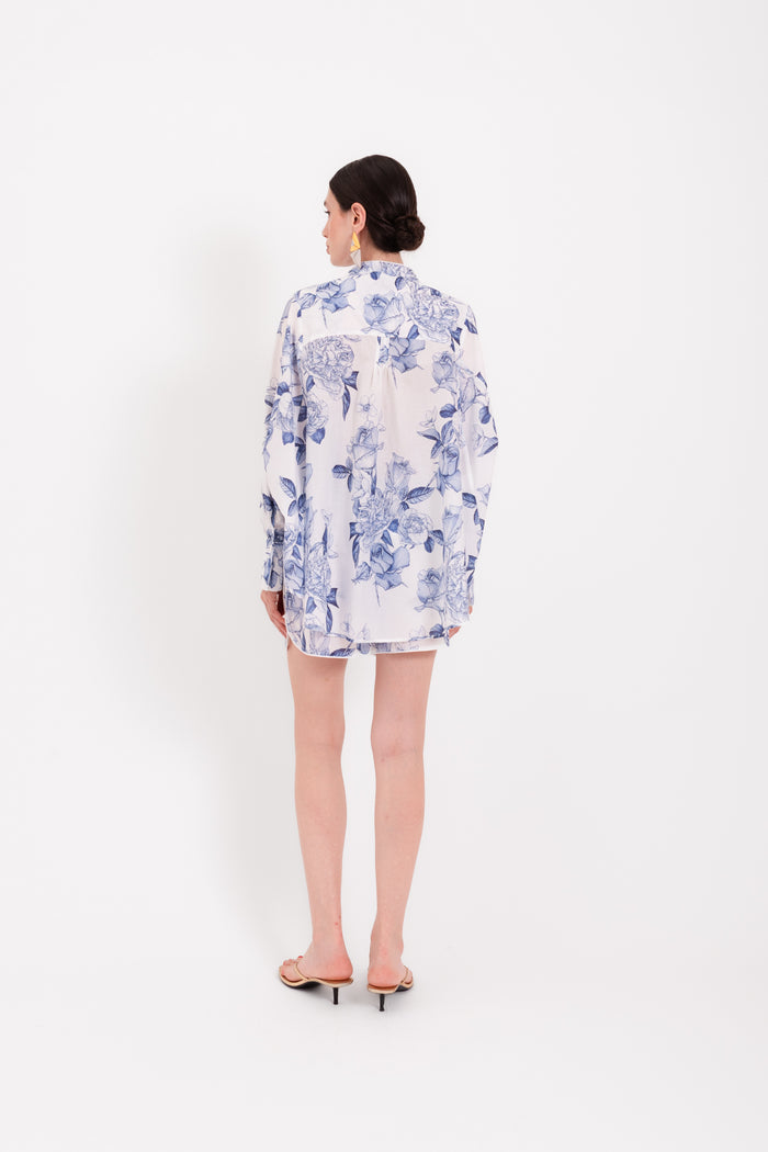Camicia Cerasa fiore blu