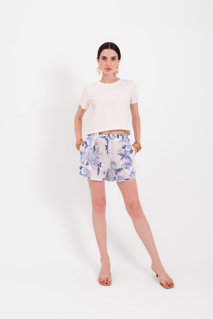 Shorts Kia fiore blu