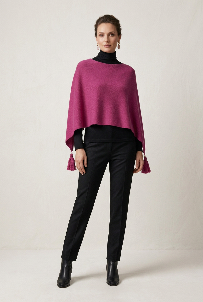 Poncho LDYBG 100% cashmere Rosa Ciclamino Fuxia