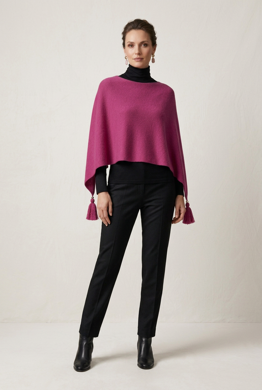 Poncho LDYBG 100% cashmere Rosa Ciclamino Fuxia