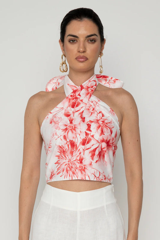 Top coriandolo fiori rossi