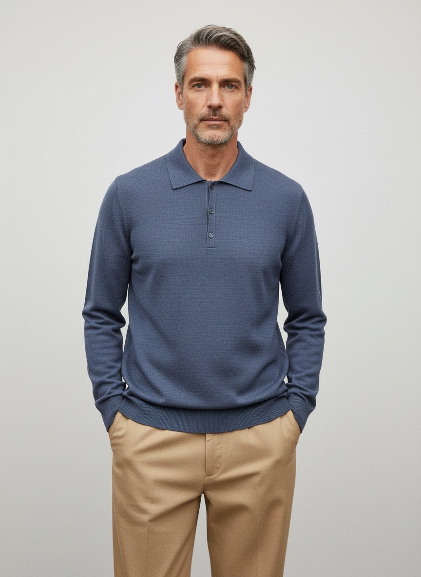 Polo blu vintage lana Ammond