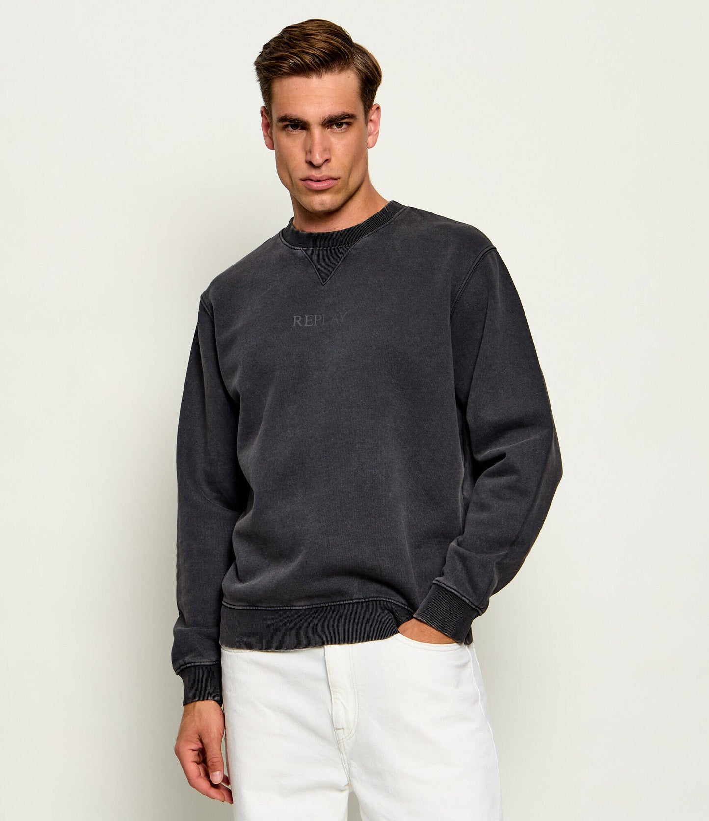 Felpa girocollo uomo vintage black Replay