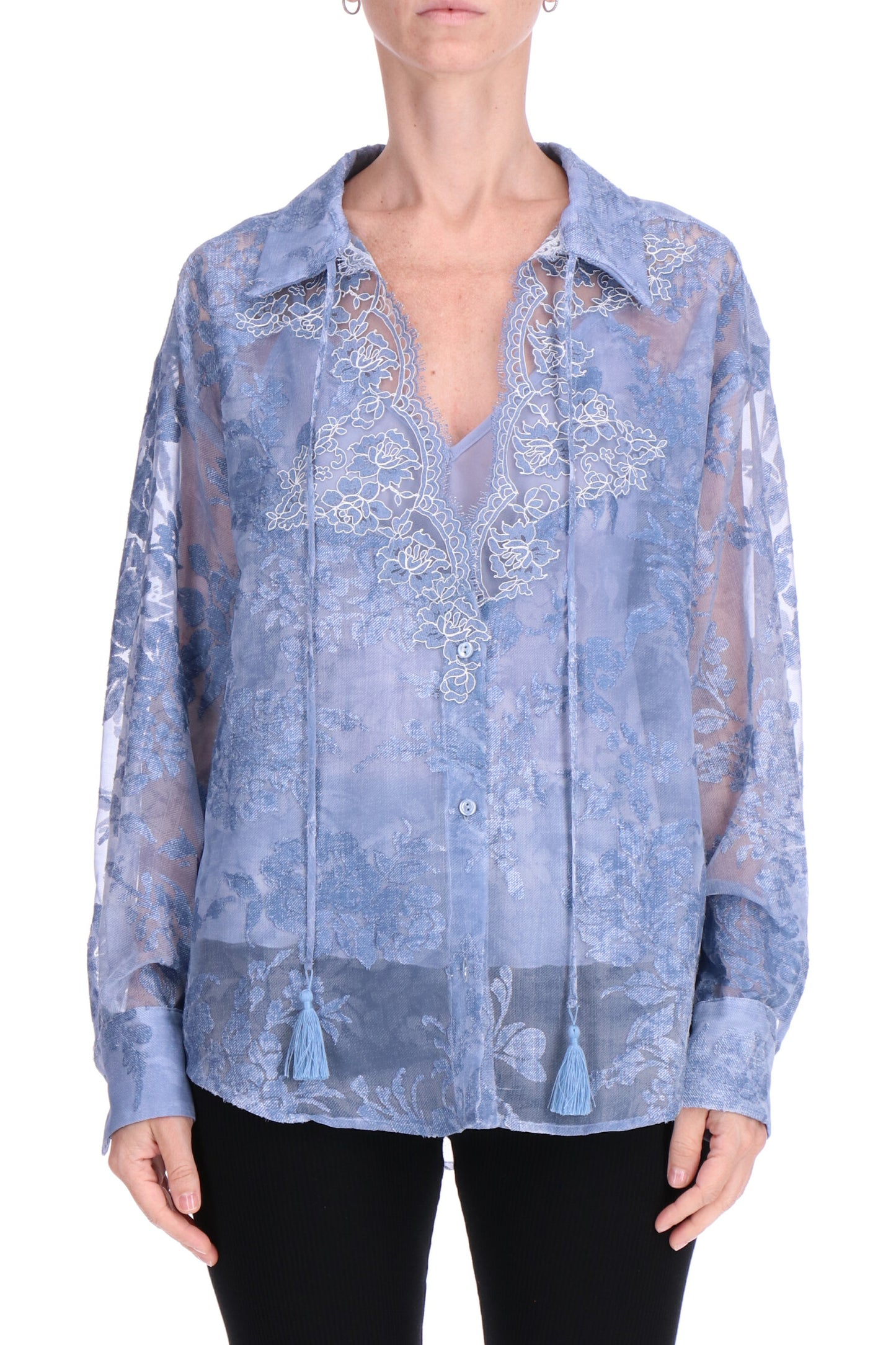Camicia in voile ricamato Ermanno