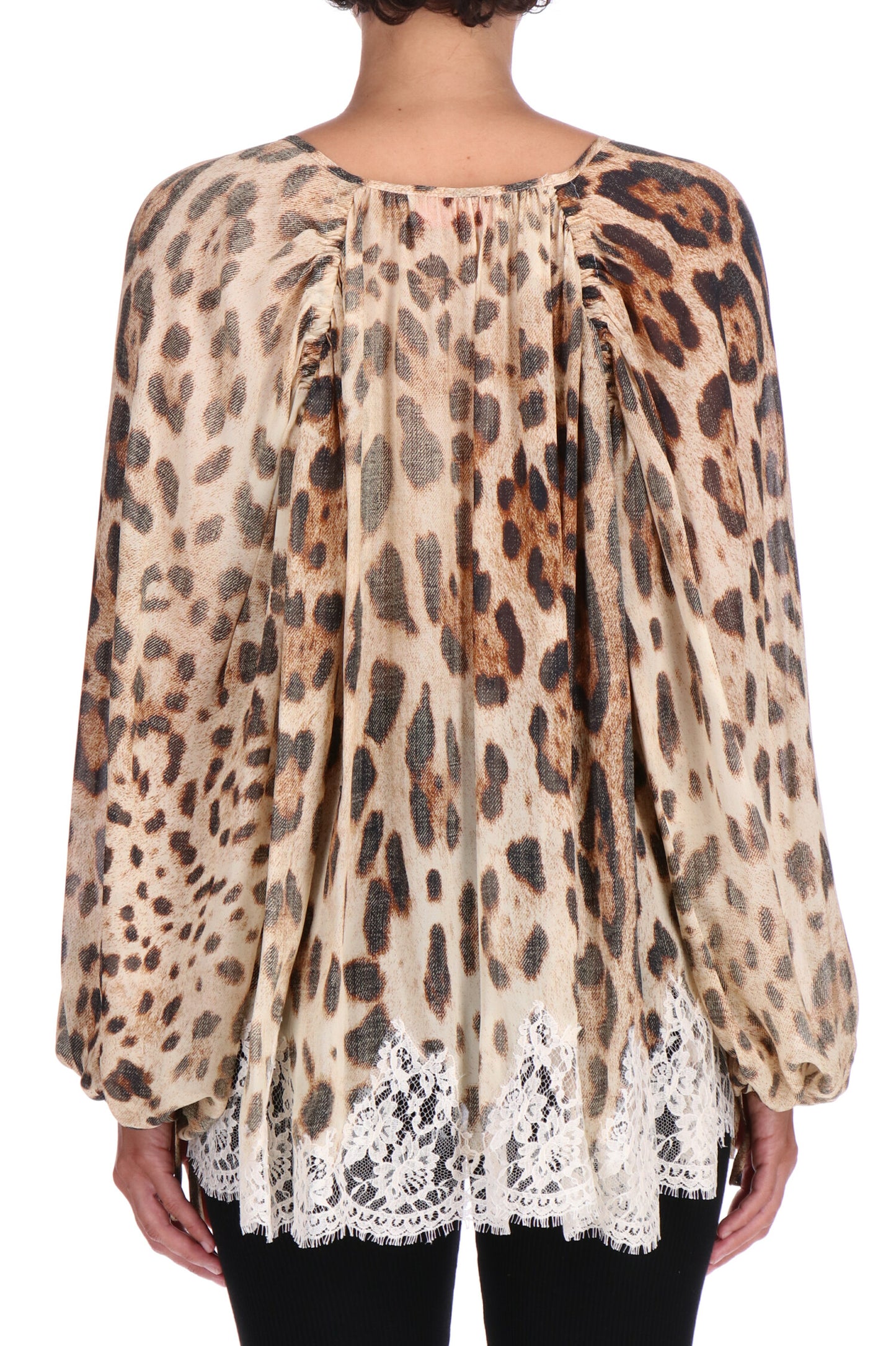 Blusa animalier con pizzo Ermanno