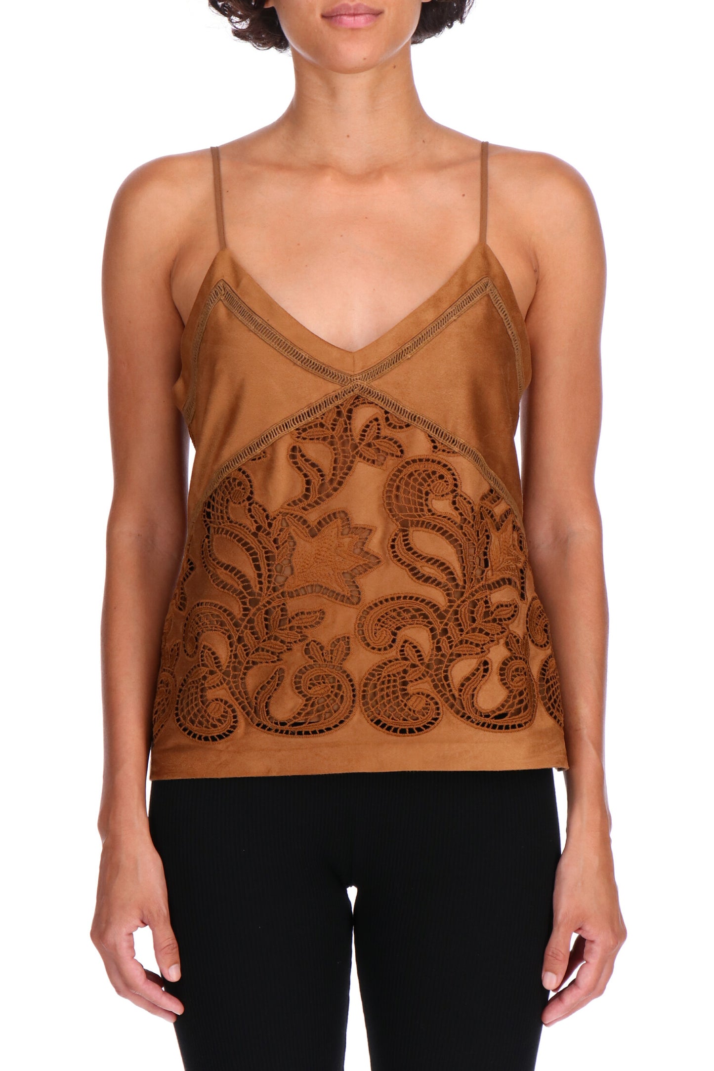 Top scamosciato ricamato Ermanno