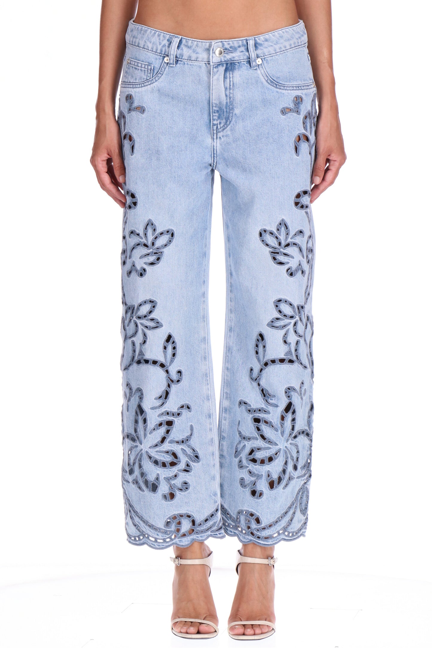 Jeans denim vintage ricamato Ermanno