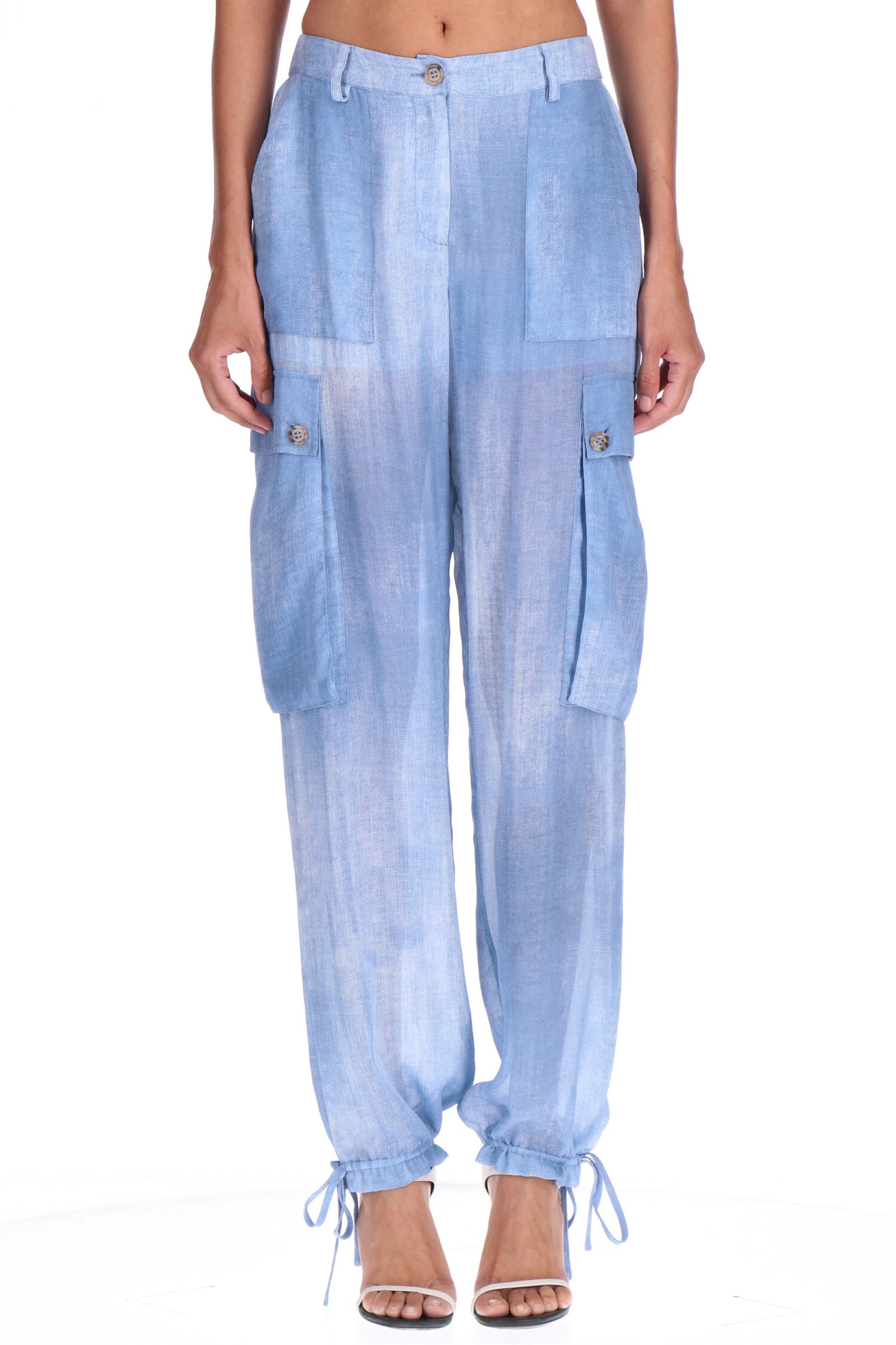 Pantalone cargo fluid denim Ermanno