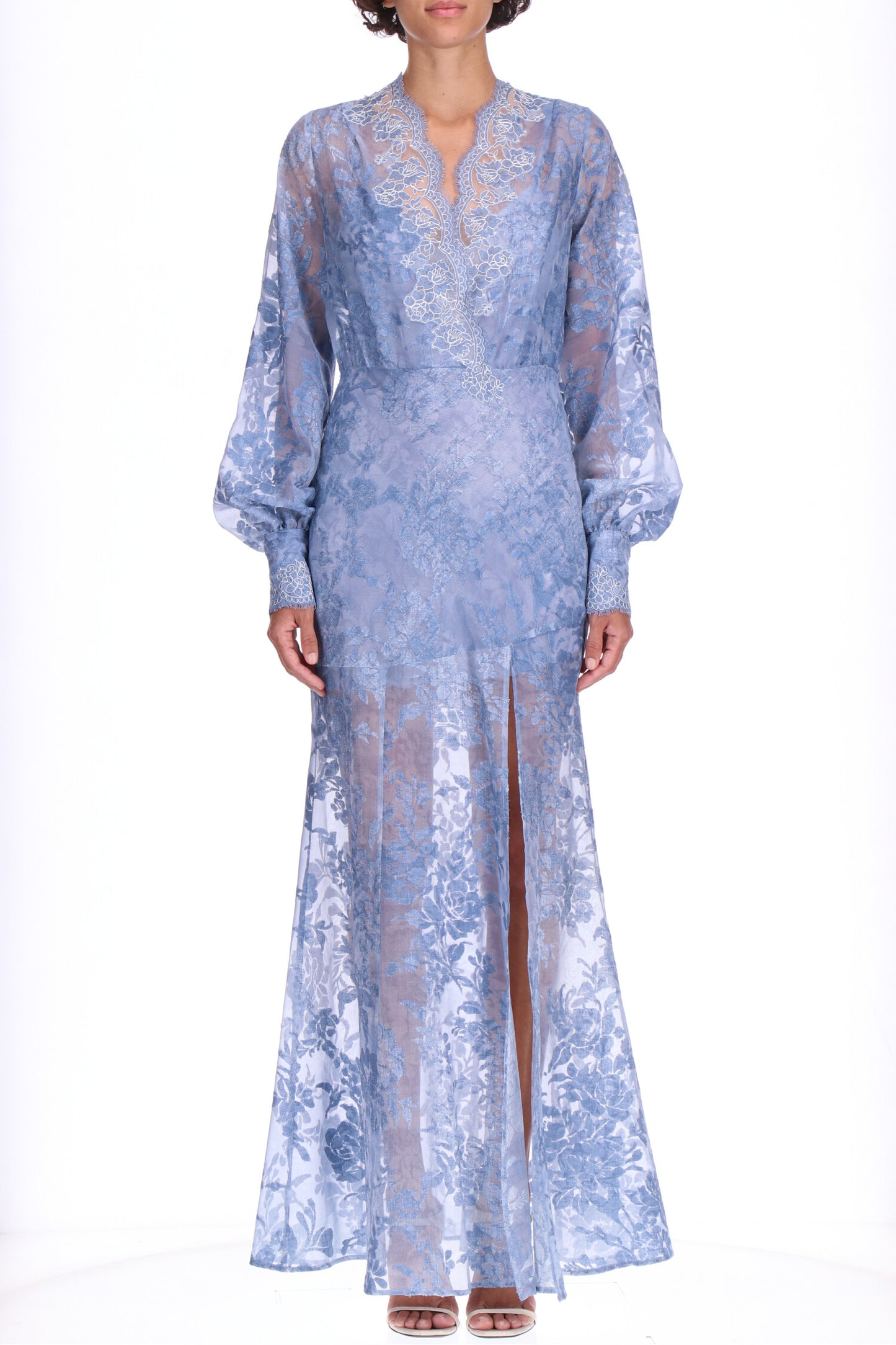 Abito a sirena denim e pizzo Ermanno