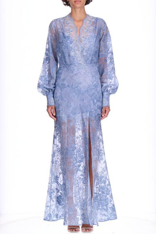 Abito a sirena denim e pizzo Ermanno