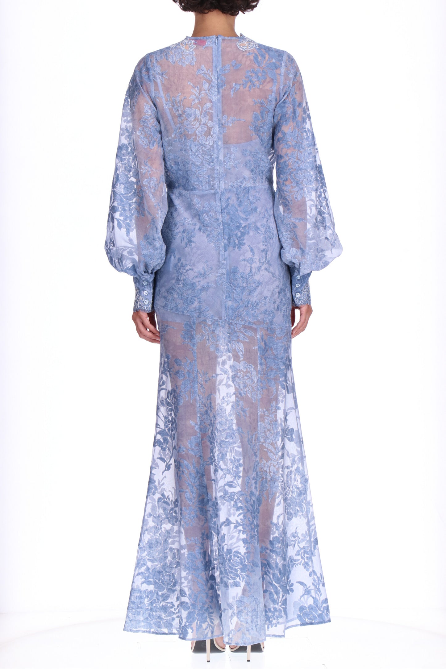 Abito a sirena denim e pizzo Ermanno