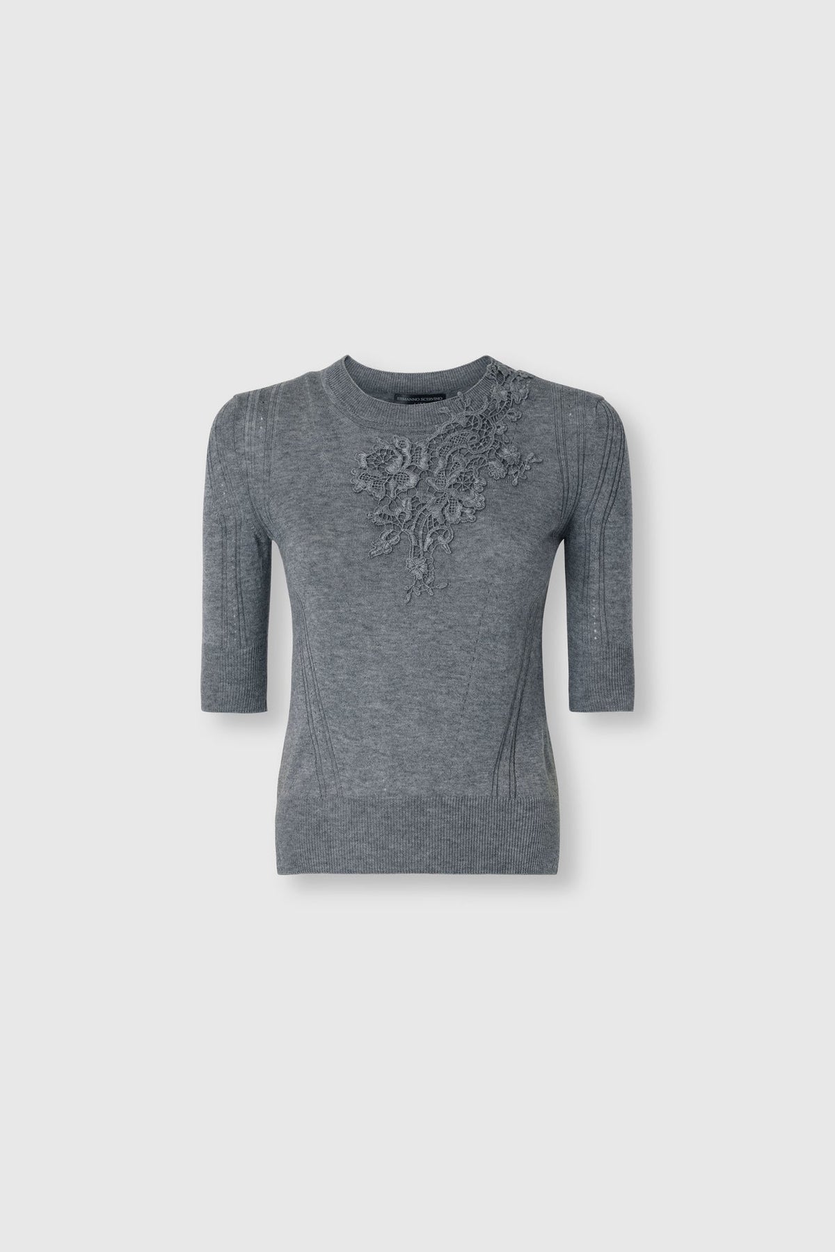 Maglia in Misto Lana Vergine con Ricamo Rebrodé