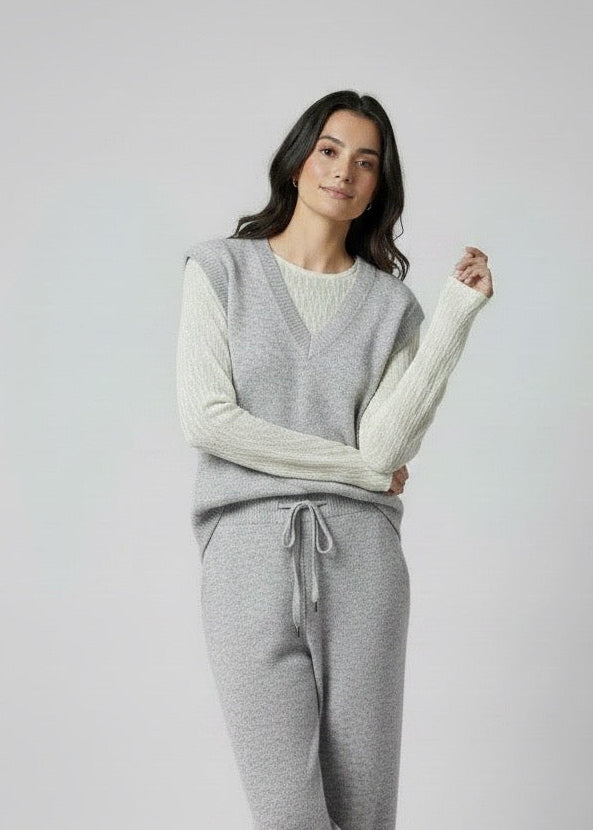 Gilet in maglia over grigio melange