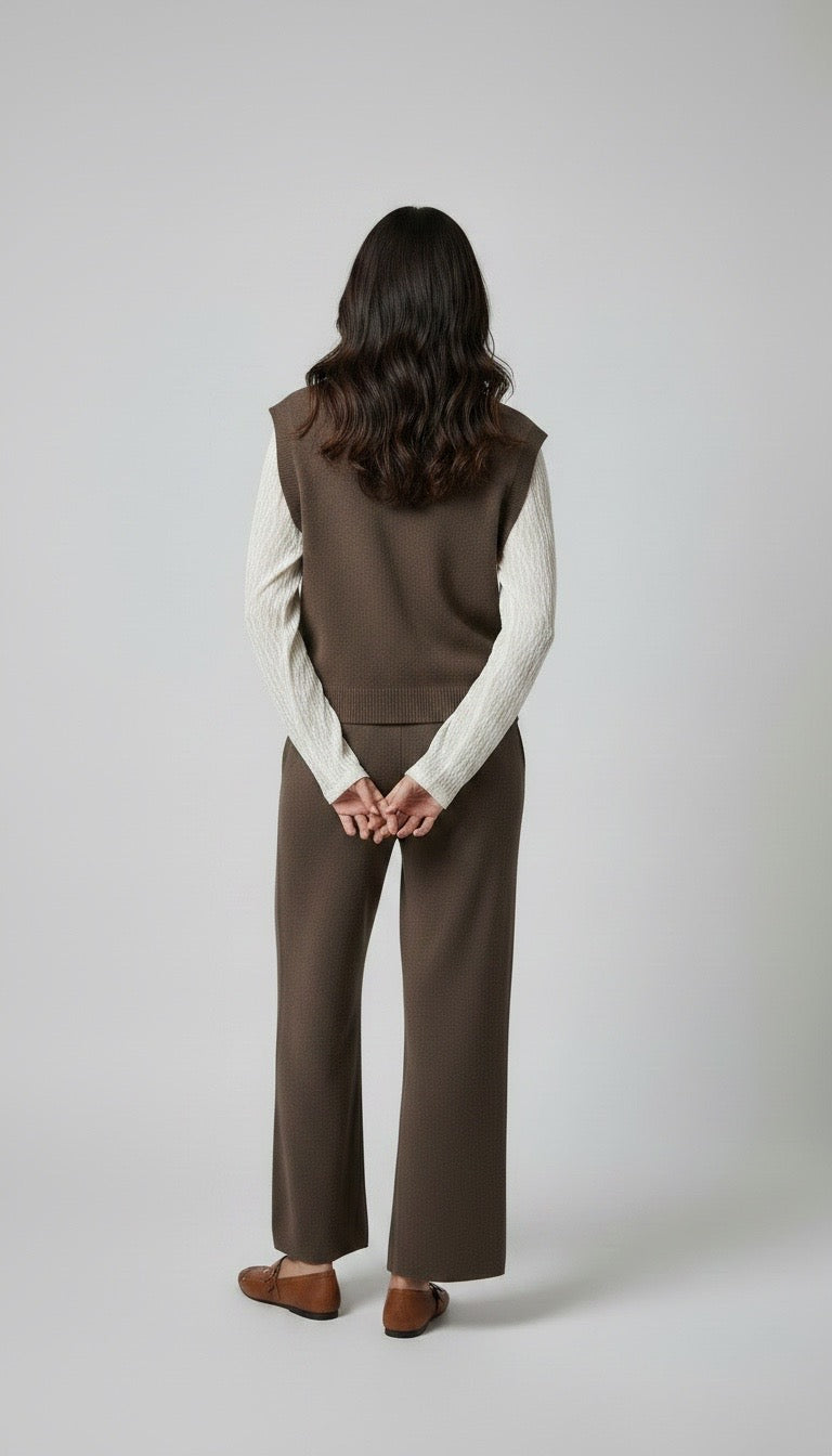 Pantaloni in maglia marrone bruciato