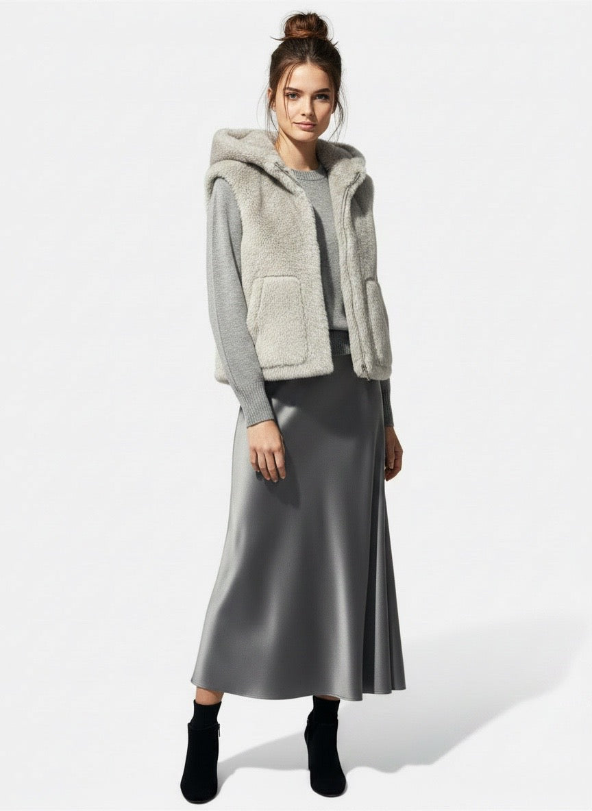 Gilet eco visone grigio perla Terzo Piano