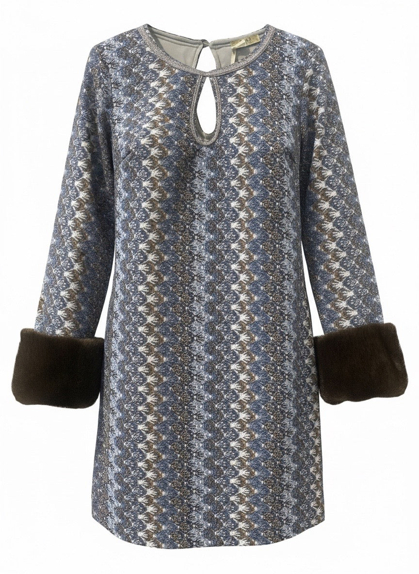 Abito chevron con eco pelliccia Pho Firenze