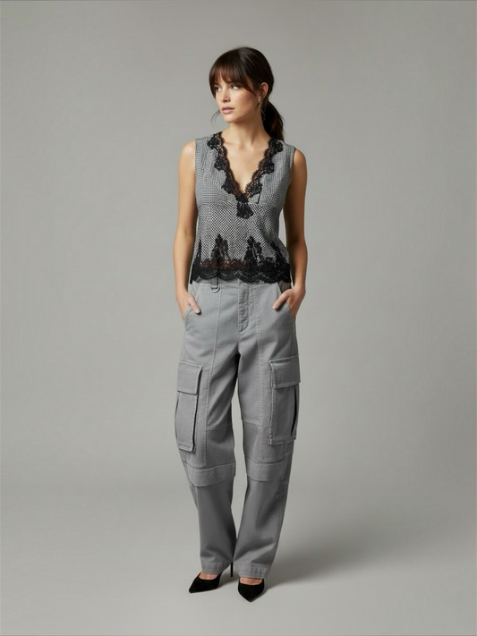 Top in raso e pizzo Ermanno Firenze