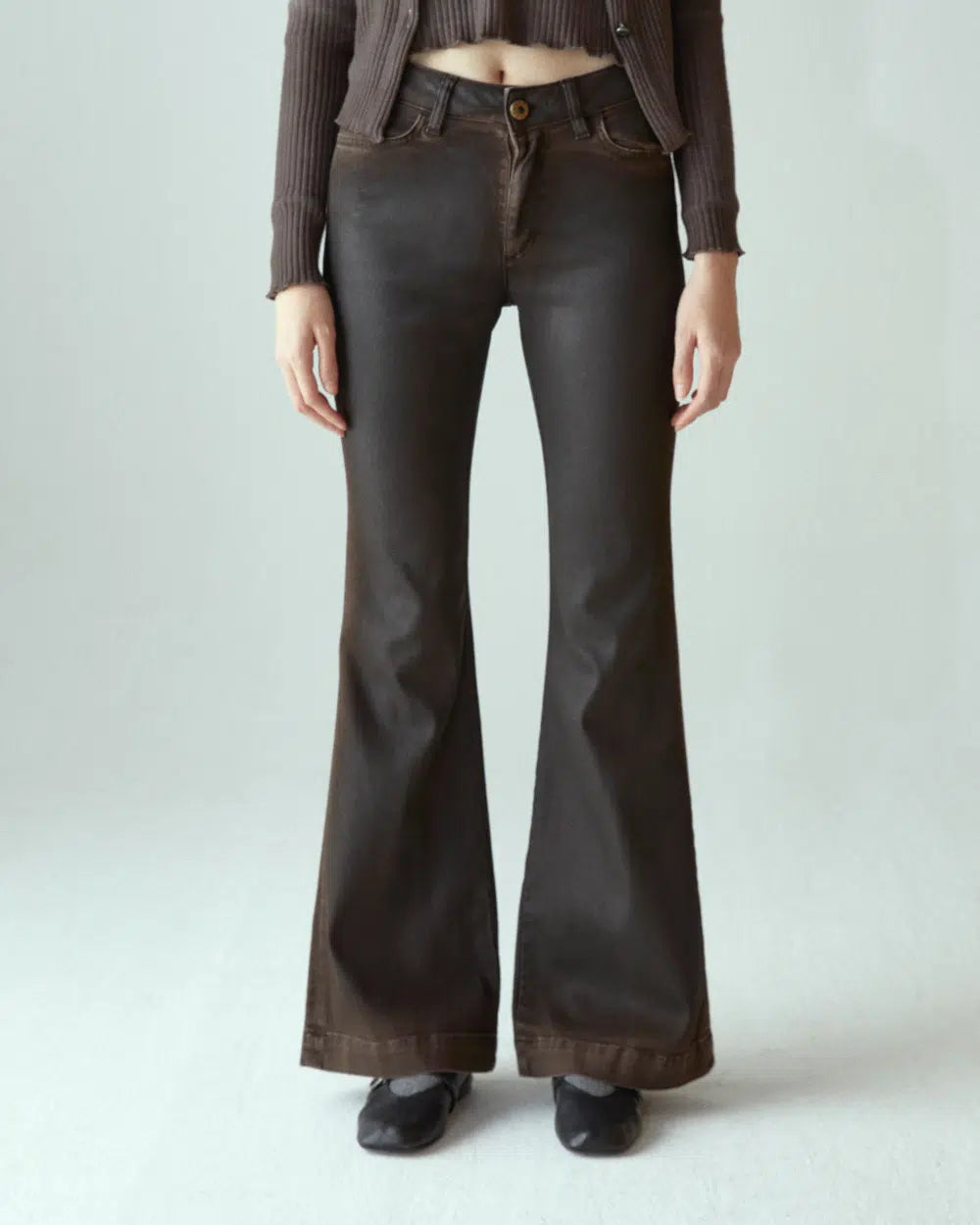 Pantalone Lola bootcut leather effect