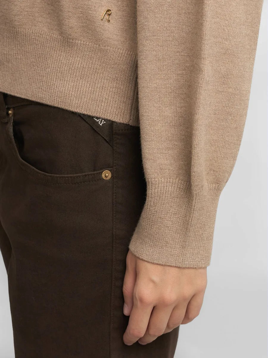 Pullover Replay girocollo in tabacco