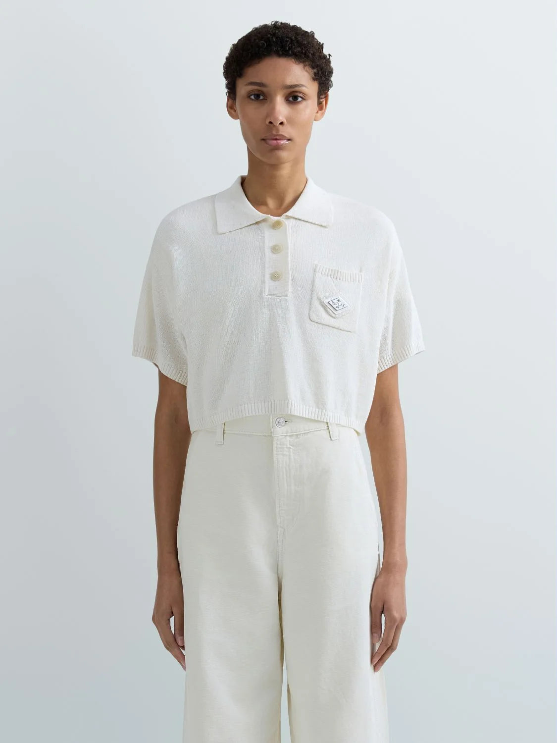Polo cropped bianca Replay